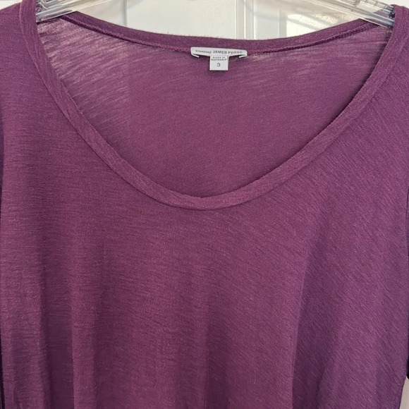 James Perse SHEER SLUB LONG SLEEVE Round NECK TEE Size Large (3) Plum/Burgundy - Picture 3 of 6